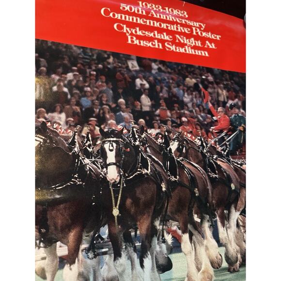 1983 Budweiser Clydesdales 50th Anniversary Poster Busch Stadium Cardinals STL - Picture 8 of 8
